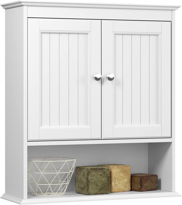 Product image of Spirich Bathroom Cabinet Wall Mounted with Doors, Wood Hanging Cabinet with Doors and Shelves Over The Toilet, Bathroom Wall Cabinet White