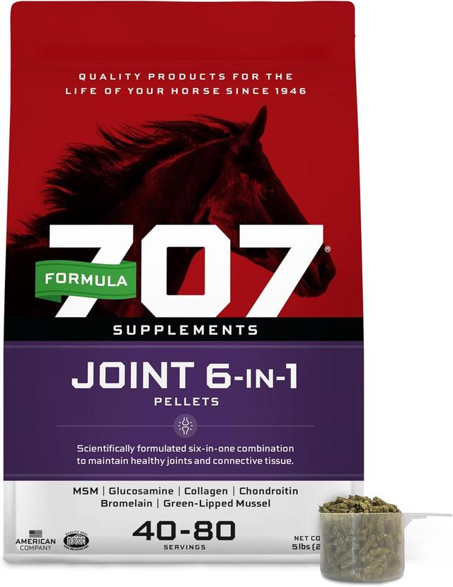 Product image of Formula 707 Joint 6in1 Equine Supplement 5 lb Bag - Support for Joint Integrity and Inflammatory Response in Horses - Green-Lipped Mussel, MSM, Glucosamine, Chondroitin & Collagen
