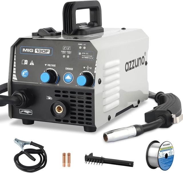 Product image of AZZUNO MIG Welder,Flux Core Welder Machine 110V 130Amp, Gasless MIG Welding Machine IGBT Inverter Welder Portable Wire Feed Welder (110V)