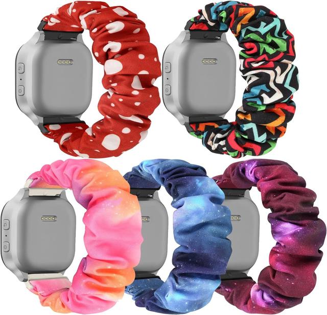 Product image of Scrunchie Bands Compatible with Gizmo Watch 3 2 1, Gabb Watch 3 2 1 and SyncUP Kids Watch, 20mm Cute Stretchy Solo Loop Gizmo Watch Band for Kids Boys Girls (5 Pack)