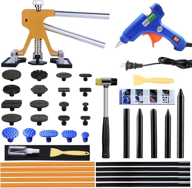 Product image of Gliston Auto Dent Puller Kit - Adjustable Golden Dent Remover Tools Paintless Dent Repair Kit Dent Lifter Puller for Car Large & Small Ding Hail Dent Removal