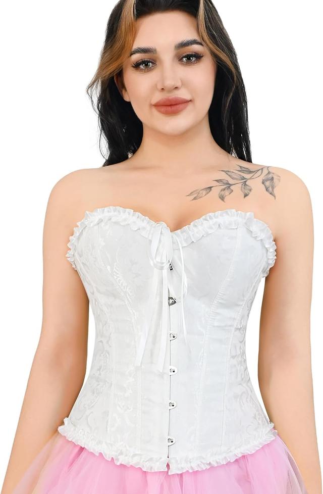Product image of frawirshau Women's Lace Up Boned Overbust Corset Bustier Lingerie Bodyshaper Top