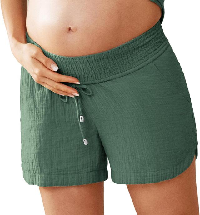 Product image of Maacie Maternity Shorts Underbelly Drawstring Elastic Waist Cotton Shorts with Pockets Summer Cute Beach Casual Shorts