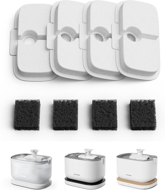 Product image of PETLIBRO 4 Packs Replacement Filters for Dockstream Cat Water Fountain PLWF105/PLWF115/PLWF005, 2 Months Set of Replacement Filters for Ultra Quiet Pet Water Fountain