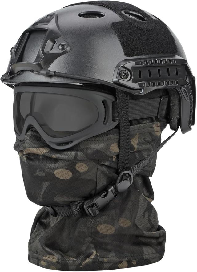 Product image of Airsoft Helmet,Black Tactical Helmet with Airsoft Accessories,Tactical Airsoft Gear