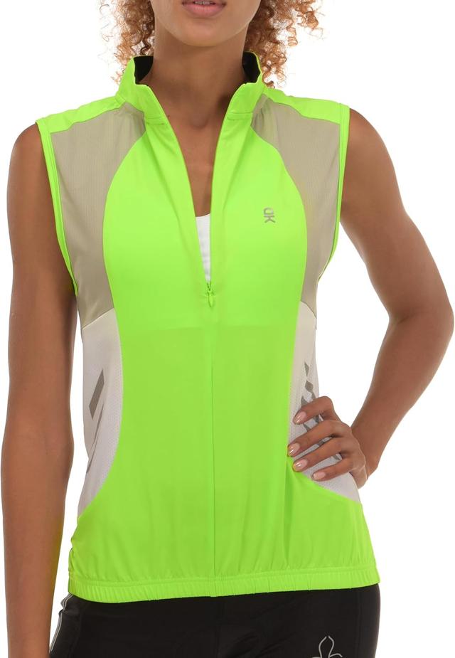 Product image of Little Donkey Andy Women's Half Zip Breathable Cycling Vests Reflective Sleeveless Jerseys Shirts Golf 4 Rear Pockets