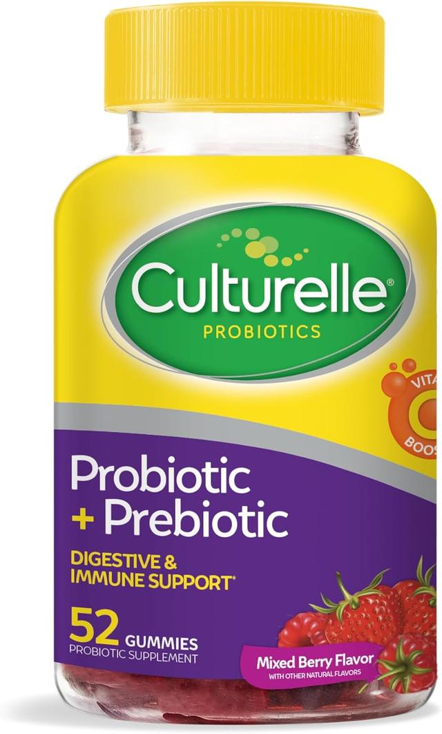 Product image of Culturelle Daily Probiotic Gummies for Women & Men, Berry Flavor, 52 Count, Naturally-Sourced Daily Probiotic + Prebiotic for Digestive Health, Non-GMO & Vegan