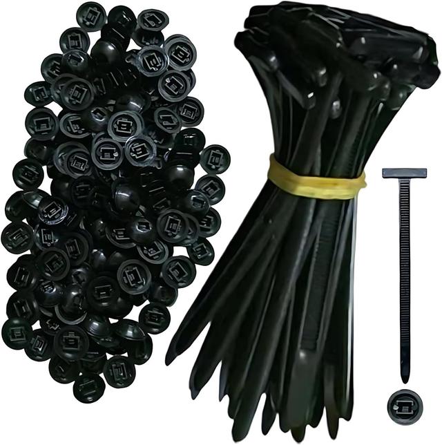 Product image of Nylon Universal Cable Tie Buckle – Heavy Duty Self-Locking Zip Ties Holder with Pin & Button Design, Plastic Cable Ties Tool Fasteners Car Body, (50pcs Black)