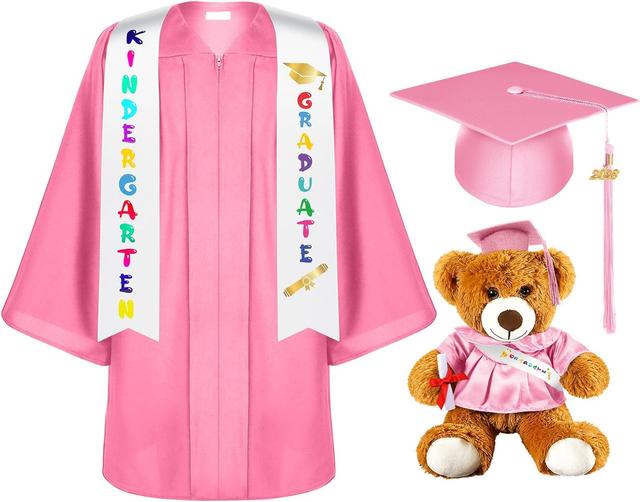 Product image of Silkfly 7 Pcs Kindergarten Graduation Gown Cap 2025 Preschool Graduate Outfits Accessories Stole Tassel Sash Charm Bear Gift