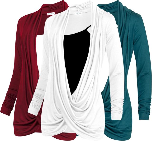 Product image of Free to Live 3 Pack Long Sleeve Nursing Tops Breastfeeding Shirts Cardigan Sweaters for Women Lightweight Postpartum Clothes