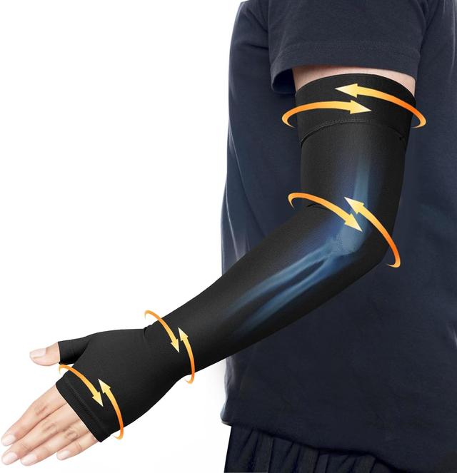 Product image of Hiball Lymphedema Medical Compression Arm Sleeve with Gauntlet, 20-30 mmHg Graduated Compression Full Arm Support for Women Men, Long Pressure Arm Hand Brace for Arthritis, Bursitis, Edema, Nerve Pain