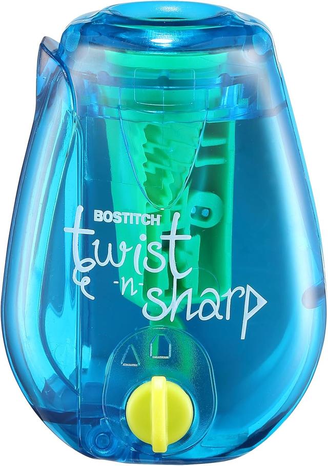 Product image of Bostitch Office Pencil Sharpener Twist-N-Sharp Colored Manual Small Pencil Sharpeners Hand Held, 1 Pack, Covered, Blue Portable Handheld Sharpener with Cover, PS1-BLUE-EC