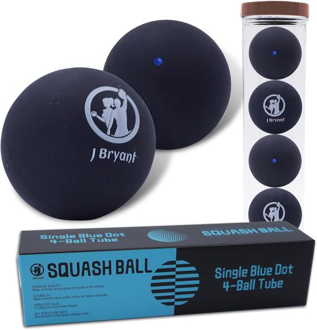 Product image of J Bryant Squash Balls 4 Pack, Single Blue Dot Rubber Squash Ball for Beginners and Kids Competition Training