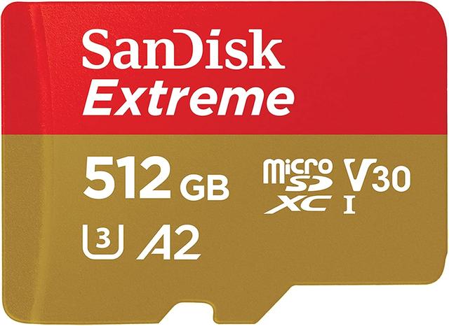 Product image of SanDisk 512GB Extreme microSDXC UHS-I Memory Card with Adapter - Up to 190MB/s, C10, U3, V30, 4K, 5K, A2, Micro SD Card - SDSQXAV-512G-GN6MA