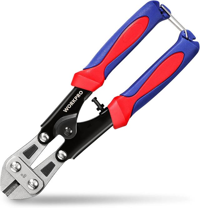 Product image of WORKPRO Mini Bolt Cutter 8-inch, Spring Loaded Small Heavy Duty Wire Cable Cutter, Snips Clippers with Soft Anti-Slip Handle
