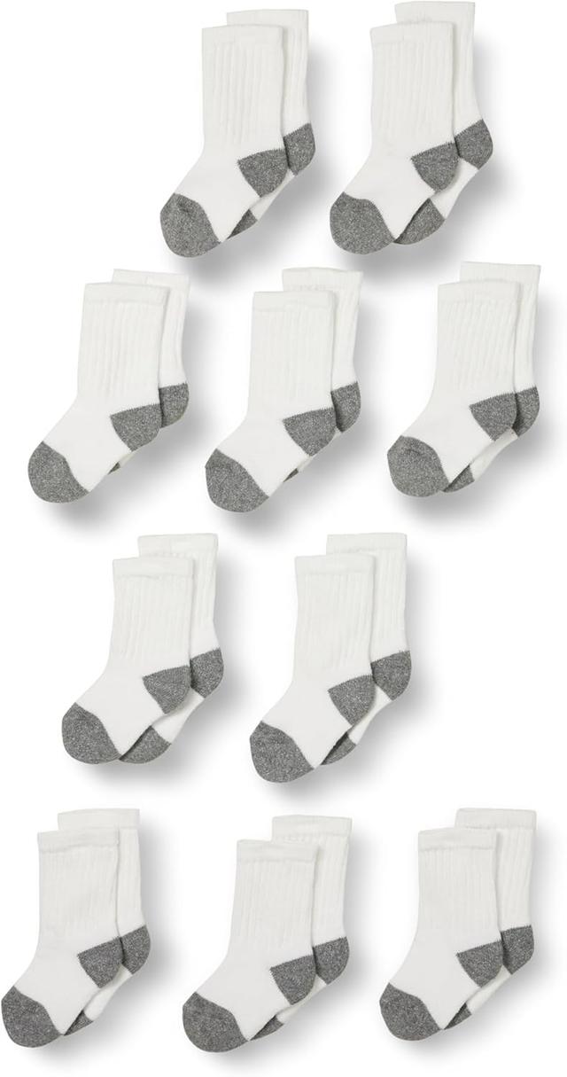 Product image of Amazon Essentials Unisex Kids and Toddlers' Cotton Crew Socks, 10 Pairs
