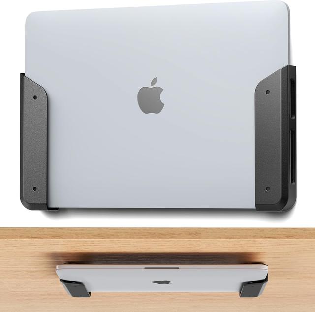 Product image of ELETIUO Wall & Under Desk Laptop Mount Holder with Adhesive & Screws in,1.02"/ 26 mm Thick,Anti-Scratch Pads,Universal for MacBooks,Surface,Keyboards,Tablets,Switch &More