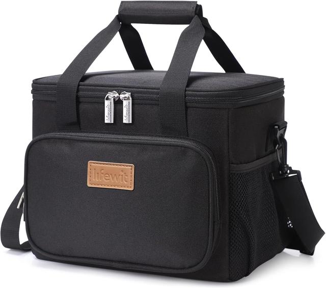 Product image of Lifewit Large Lunch Bag Insulated Lunch Box Soft Cooler Cooling Tote for Adult Men Women, Black 12-Can (9L)