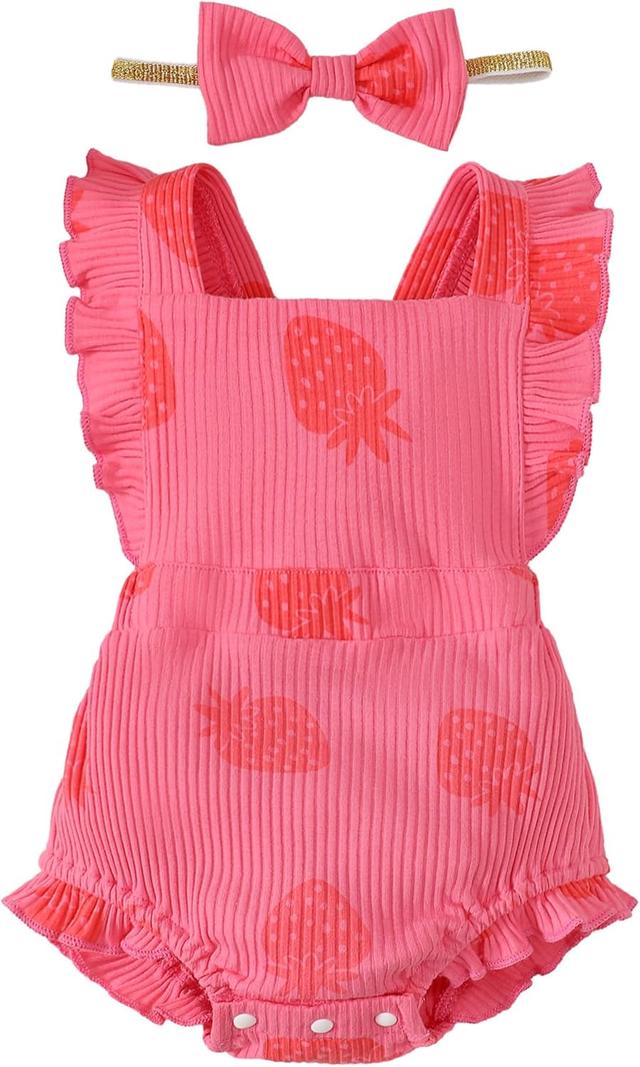 Product image of Fullfamous Baby Girl Ruffled Jumpsuit and Headband Set