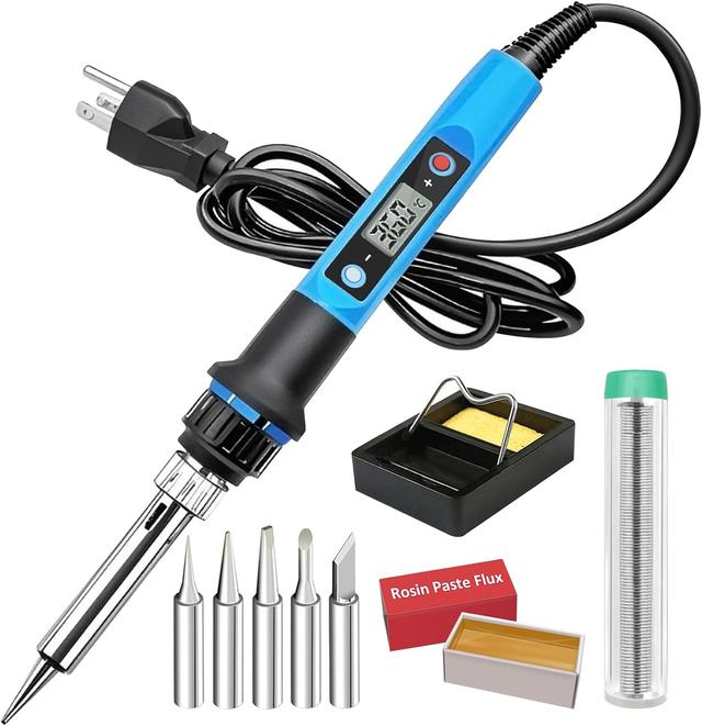 Product image of Soldering Iron Kit, 80W 110V Fast Heat up in 10s LCD Digital Adjustable Temperature Soldering Gun Thermostatic Soldering Kit for Electronic