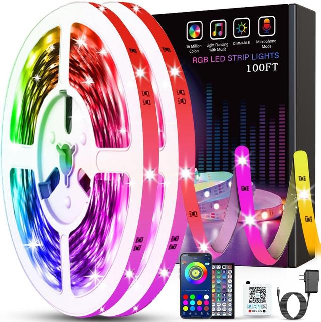 Product image of Tenmiro Led Lights for Bedroom 100ft (2 Rolls of 50ft) Music Sync Color Changing Strip Lights with Remote and App Control RGB Strip, for Room Home Party Decoration