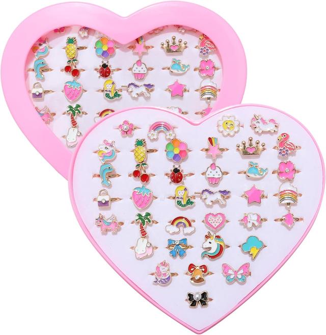 Product image of 36pcs Little Girl Jewel Rings, Adjustable Unicorn Rings Toys, No Duplication Kids Play Ring in Box,Dress Up for 4-12 Year Old Girls, Birthday Christmas Valentine's Day Holiday Gifts