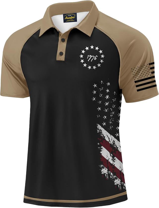 Product image of Mainfini Men's Short Sleeve Golf Shirt 1776 USA Flag Graphic Button Polo Shirt (S-3XL)