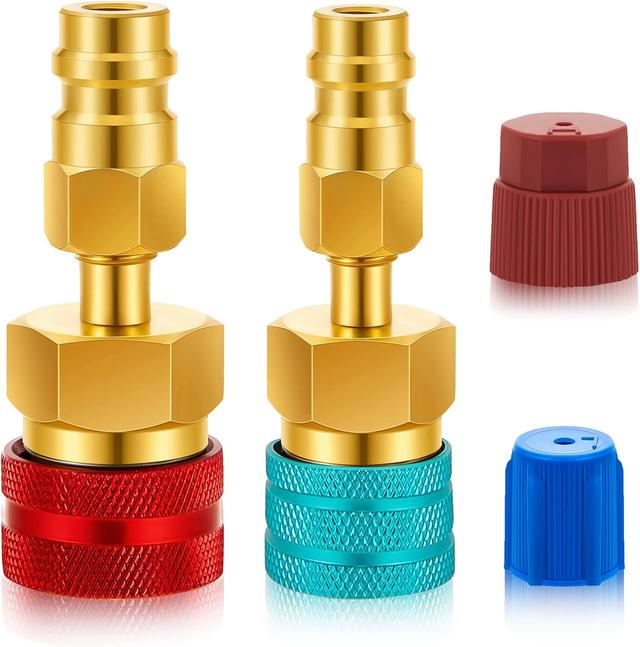 Product image of R1234yf Adapter Kit, R1234yf to R134a Conversion Quick Couplers, Blue and Red High Low Side Connector Conversion for Car Air Conditioning System Evacuation Recharging