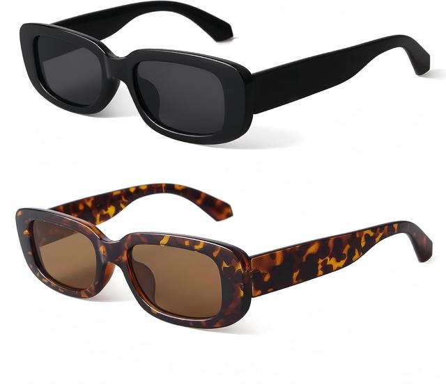 Product image of BUTABY Rectangle Sunglasses for Women Retro Driving Glasses 90’s Vintage Fashion Narrow Square Frame UV400 Protection