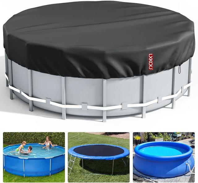 Product image of LXKCKJ 12 Ft Round Pool Cover, Solar Covers for Above Ground Pools, Summer Pool Cover Protector with Cover Accessories, PE Tarp Ideal for Waterproof and Dustproof (Black)
