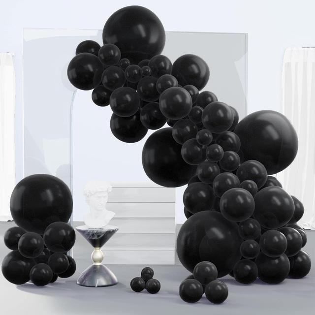 Product image of PartyWoo Black Balloons 140 pcs Different Sizes Pack of 18 12 10 5 Inch Matte Black Latex Balloon Arch Kit Garland for Graduation Halloween New Year Anniversary Birthday Party Decorations Black-Y18