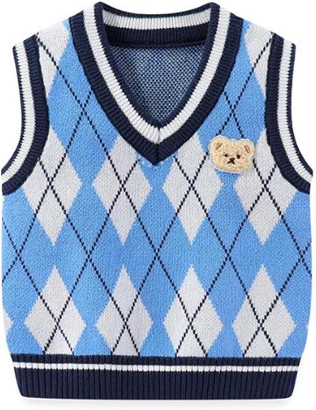 Product image of Unisex Baby Sweater Vest Knitted Soft Uniform Cotton V-Neck Sleveeless Waistcoat Vest