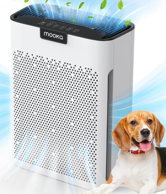 Product image of Air Purifiers for Home Large Room 2000 Ft² with Washable Filters, MOOKA H13 HEPA Filter Pet Air Purifier for Bedroom with Fragrance, Air Cleaner for Smoke Dust Pollen Pets Hair Odor, KJ190L White