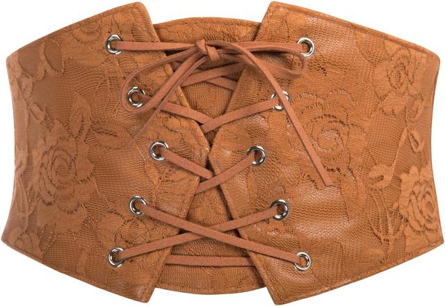 Product image of Scarlet Darkness Renaissance Corset Belt for Women Lace Overlay Front Ren Faire Corset