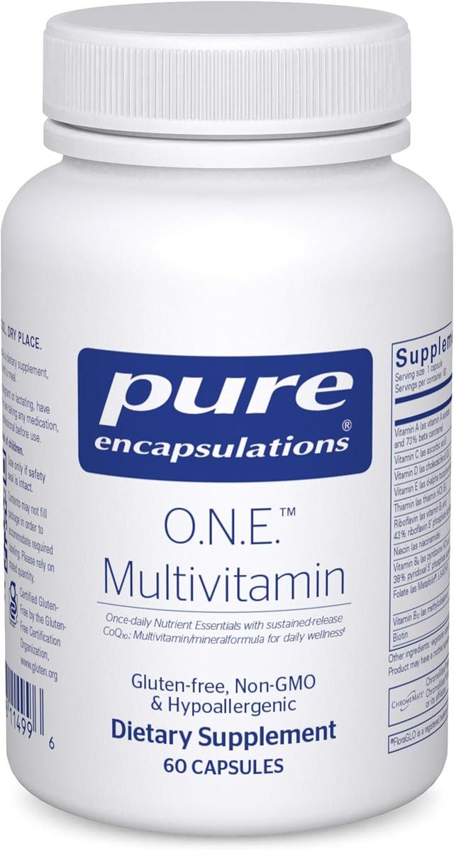 Product image of Pure Encapsulations O.N.E. Multivitamin - Once Daily Multivitamin with Antioxidant Complex Metafolin, CoQ10, and Lutein to Support Vision, Cognitive Function, and Cellular Health* - 60 Capsules