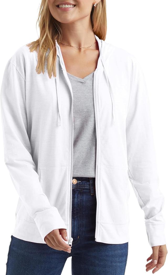 Product image of Hanes Women’s Slub Knit Full-Zip Hoodie, Textured Cotton Zip-Up T-Shirt Hoodie for Women