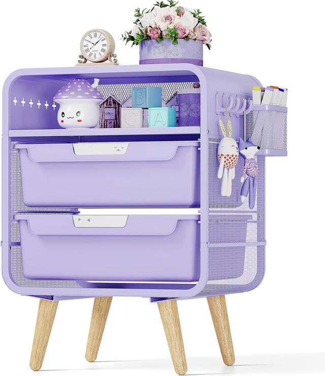 Product image of Kids Nightstand,Kids Bedside Table,Night Side Table,Kids Night Stand,End Tables Bedroom,Purple Cute Nightstand with Storage Drawer for Girls