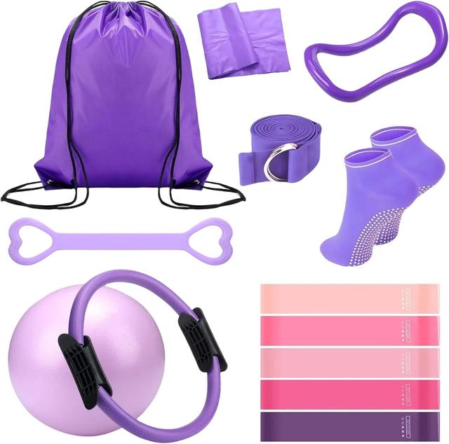 Product image of Pilates Essentials Kit for Women - 13-Piece Home Pilates Equipment Set, Includes Pilates Ring, Resistance Bands, Yoga Ball - Perfect for Women's Home Workouts & Beginners