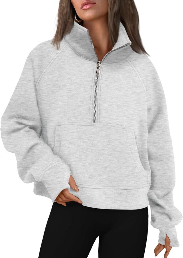 Product image of AUTOMET Womens Sweatshirts Half Zip Cropped Pullover Fleece Quarter Zipper Hoodies 2025 Fall Fashion Outfits Clothes