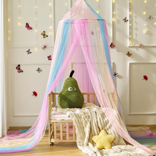 Product image of Rainbow Bed Canopy for Girls,X-Large Princess Canopy Hanging Netting Bedroom Decor for Girls Mosquito Net for Baby Crib, Twin to King Size Bed