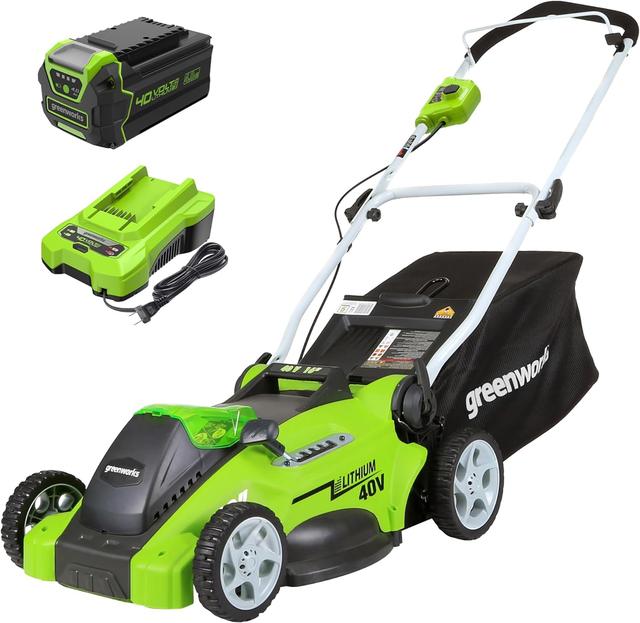 Product image of Greenworks 40V 16" Cordless Lawn Mower, Ultra-Light Push Mower with 4.0Ah Battery & Charger(75+ Tool Compatibility, 45Min Runtime)