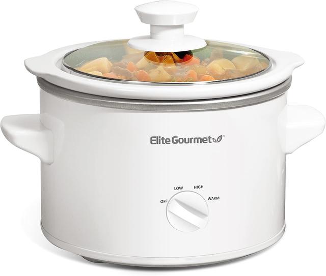 Product image of Elite Gourmet MST-250XW Electric Slow Cooker Ceramic Pot Adjustable Temp, Entrees, Sauces, Stews & Dips, Dishwasher Safe Glass Lid & Crock