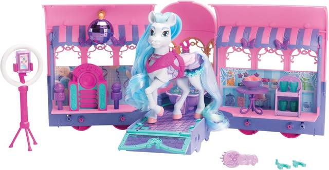 Product image of Wild Manes Horse Toys Perla's Clubhouse Trailer Playset with Perla Horse Doll Figure, with Over 25 Interactive Features