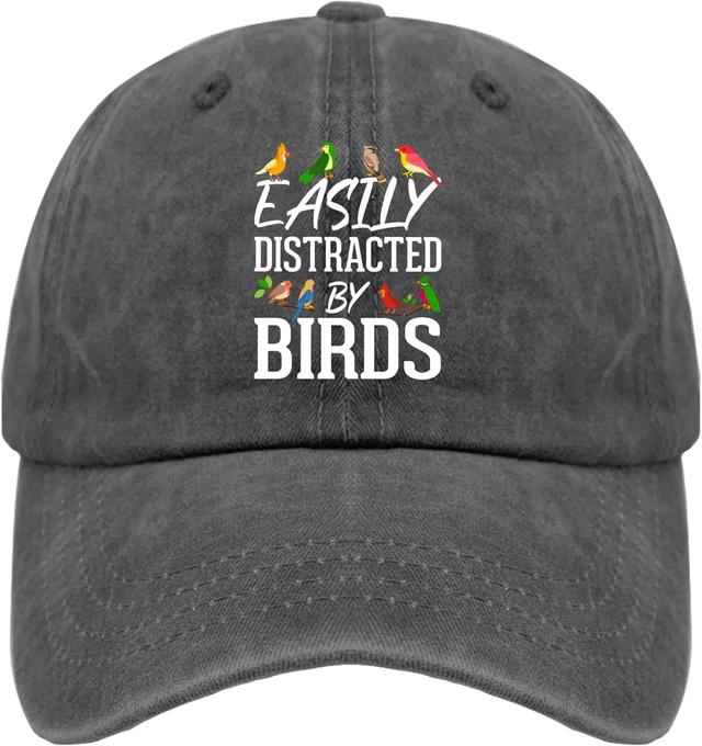 Product image of Easily Distracted by Birds Trucker hat Baseball hat for Women Pigment Black Hiking hat Women Gifts for Grandma Golf
