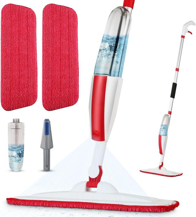 Product image of Mops for Floor Cleaning Wet Spray Mop with 14 oz Refillable Bottle and 2 Washable Microfiber Pads Home or Commercial Use Dry Wet Flat Mop for Hardwood Laminate Wood Ceramic