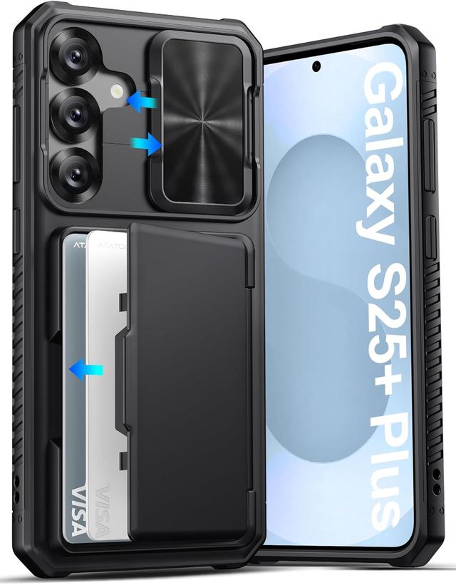 Product image of for Samsung Galaxy S25+ Plus Case Wallet, Built-in Card Holder (3-5 Cards) [RFID Blocking] & Slide Camera Cover, Military Grade Protection, Hard Rugged Phone Case for S25 Plus 6.7" 2025, Black