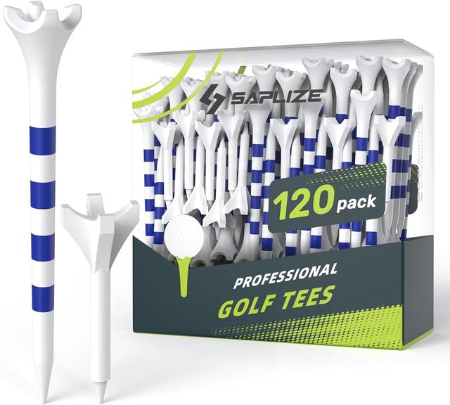 Product image of SAPLIZE Upgraded 4-Prong Golf Tees, Optimized Shaft Thickness for Ideal Balance of Strength & Flexibility, 50/100 Pack (2-3/4" / 3-1/4"), Engineered to Reduce Friction & Side Spin