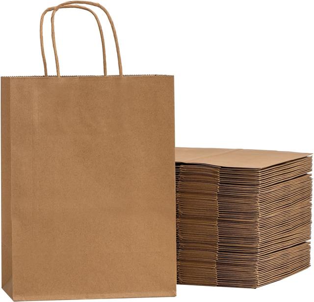 Product image of RACETOP Brown Paper Bags with Handles Bulk 100Pcs 8x4.5x10.8 Inch Gift Bags Bulk, Brown Kraft Paper Bags for Retail, Party, Shopping, Favor