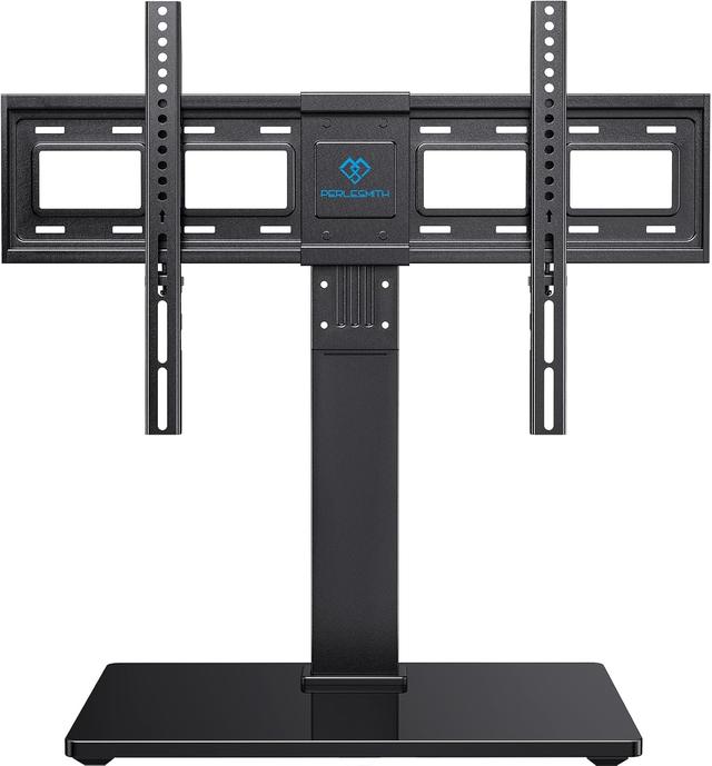Product image of PERLESMITH Universal Swivel TV Stand Base, Table Top TV Stand for 37-75 inch LCD LED TVs, Height Adjustable TV Mount Stand with Tempered Glass Base, VESA 600x400mm, Holds up to 99lbs, PSTVS13