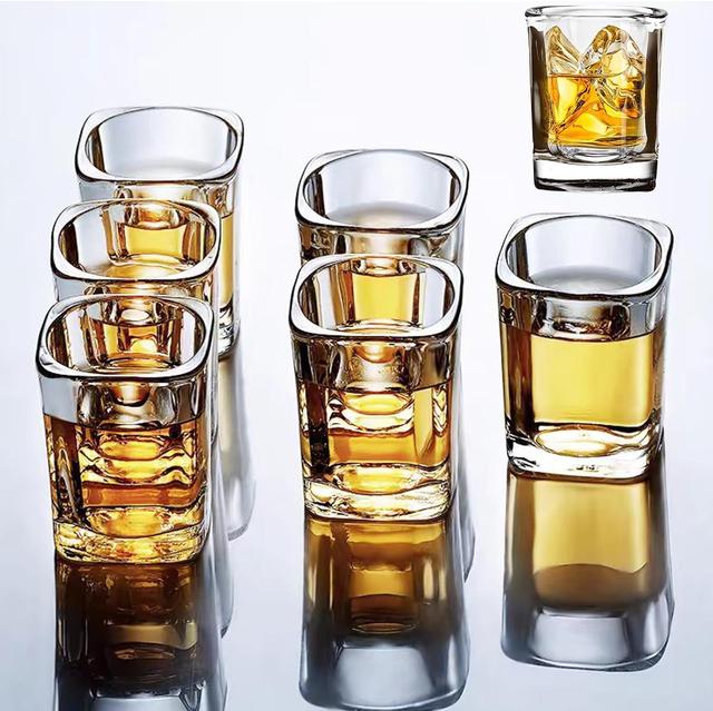 Product image of 6 Pack Heavy Base Shot Glasses Set, 2.2 oz Clear Tequila Square Shot Glass Bulk, Espresso Shot Glass for Vodka, Whiskey, Tequila, Espressos, Spirits & Liquors